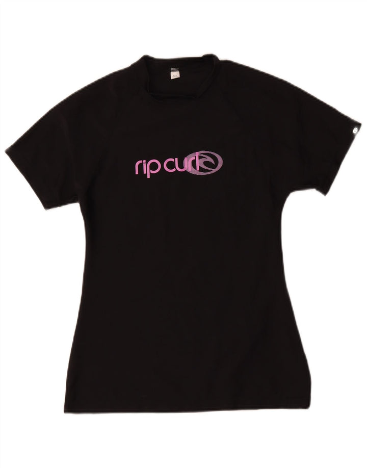 Rip Curl Damen Grafik-T-Shirt-Oberteil US 12 Large Schwarz Polyamid