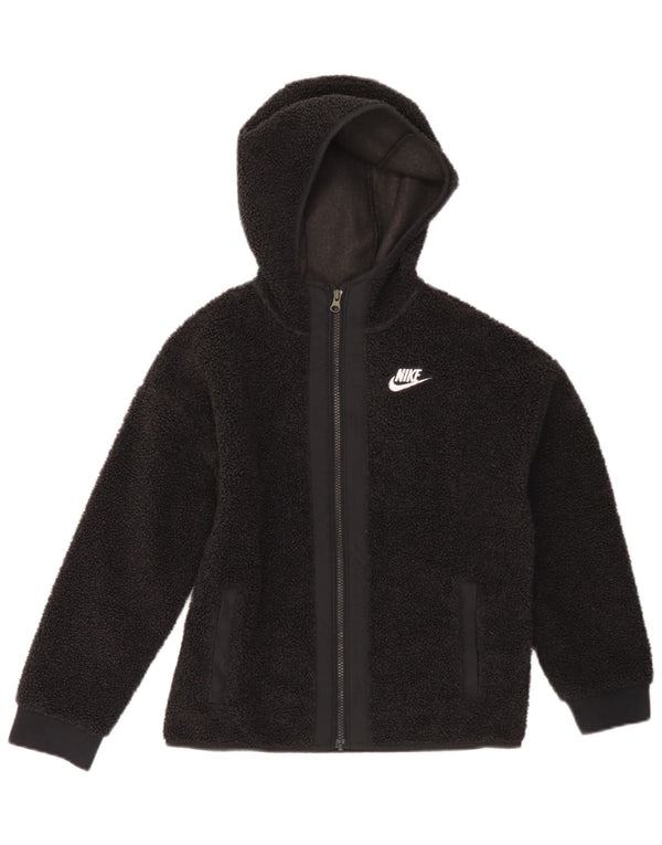 Nike Kapuzen-Fleecejacke für Jungen, 10–11 Jahre, mittelgroßes schwarzes Polyester