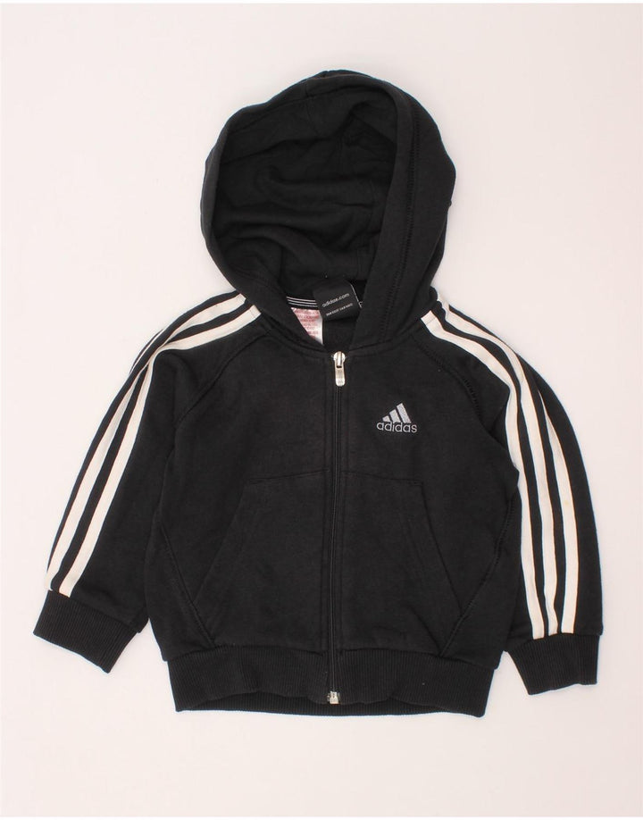 ADIDAS Baby-Jungen-Kapuzenpullover mit Reißverschluss, 18–24 Monate, schwarze Baumwolle