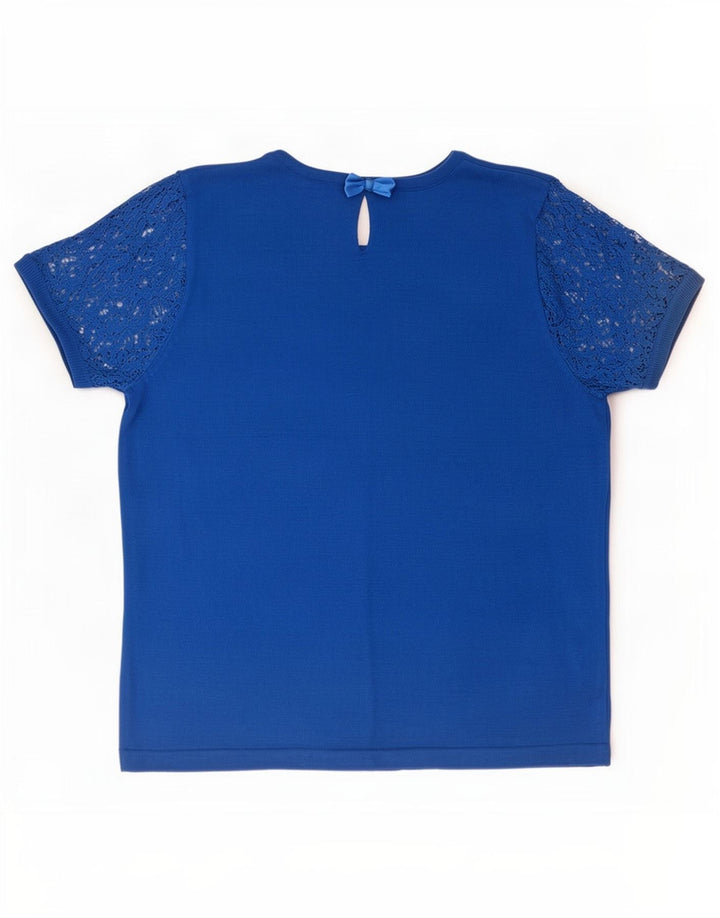 Marks & Spencer Damen Blusenoberteil UK 12 Mittelblaues Blumenmuster aus Acryl