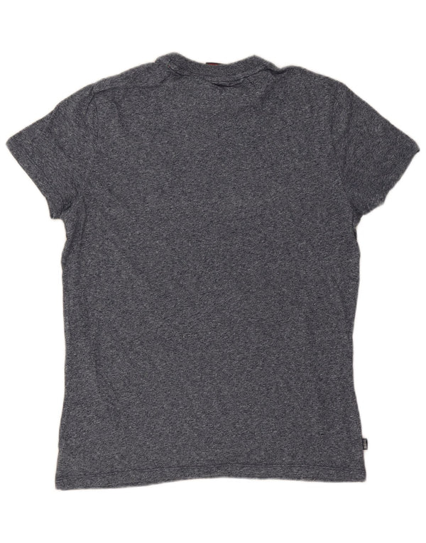 Superdry T-Shirt-Oberteil für Herren, Größe S, Marineblau, gesprenkelte Baumwolle