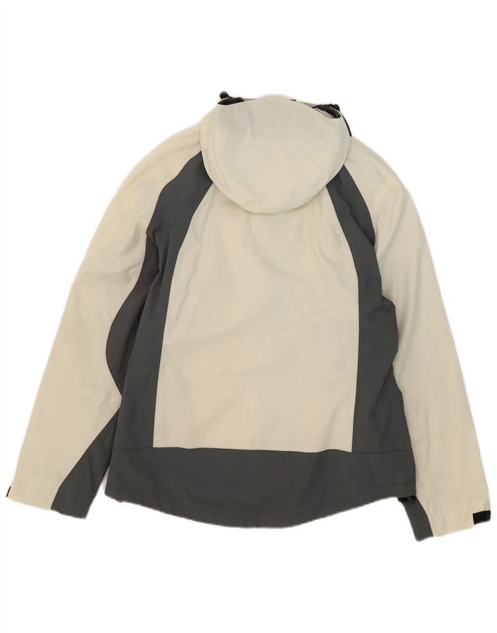 Vintage Herren-Regenjacke mit Kapuze, UK 40, großes weißes Colourblock-Polyamid