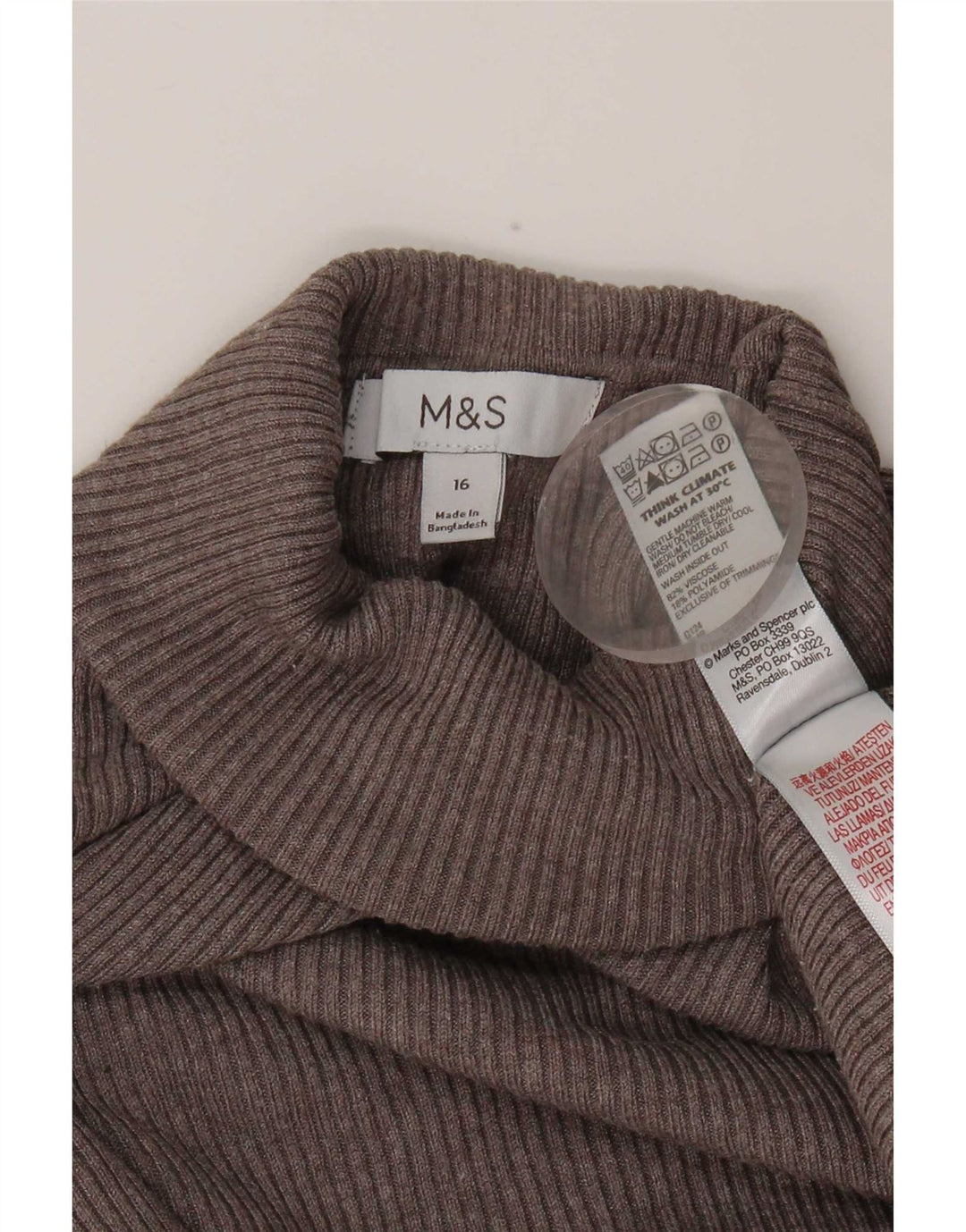 Marks & Spencer Damen Top Langarm UK 16 Large Graue Viskose