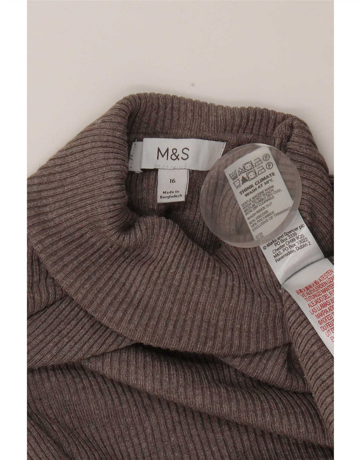 Marks & Spencer Damen Top Langarm UK 16 Large Graue Viskose