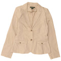 EDDIE BAUER Damen 2-Knopf-Blazerjacke US 10 Large Beige Baumwolle