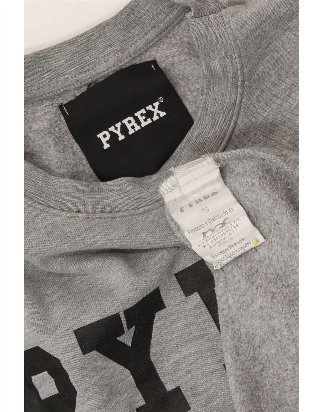 Pyrex Damen Grafik-Sweatshirt-Pullover UK 10 Small Graue Baumwolle