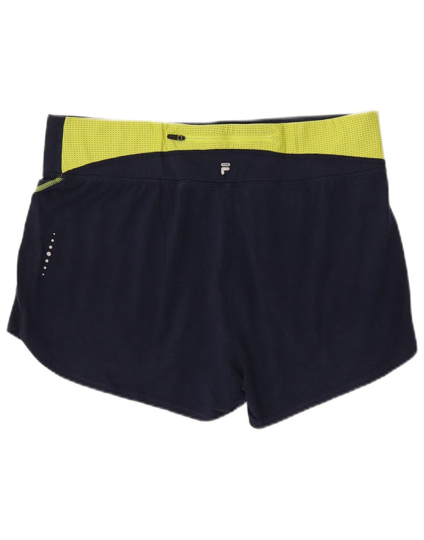 FILA Womens Sport Shorts UK 18 XL  Navy Blue Colourblock Cotton