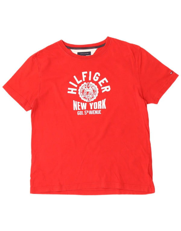 Tommy Hilfiger Herren Grafik-T-Shirt-Oberteil XL aus roter Baumwolle