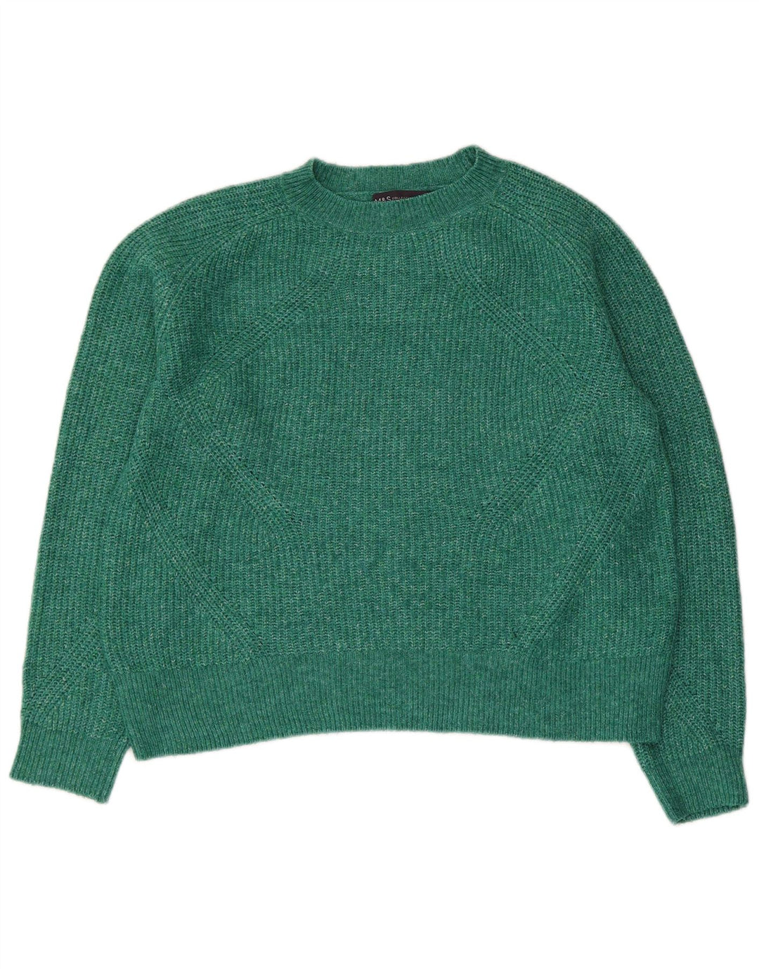 Marks & Spencer Damen-Pullover mit Rundhalsausschnitt, Gr. 14, Mittelgrün meliert