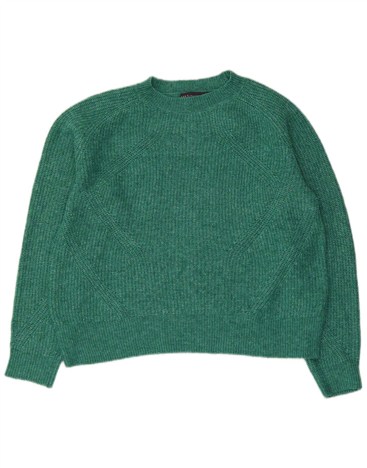 Marks & Spencer Damen-Pullover mit Rundhalsausschnitt, Gr. 14, Mittelgrün meliert