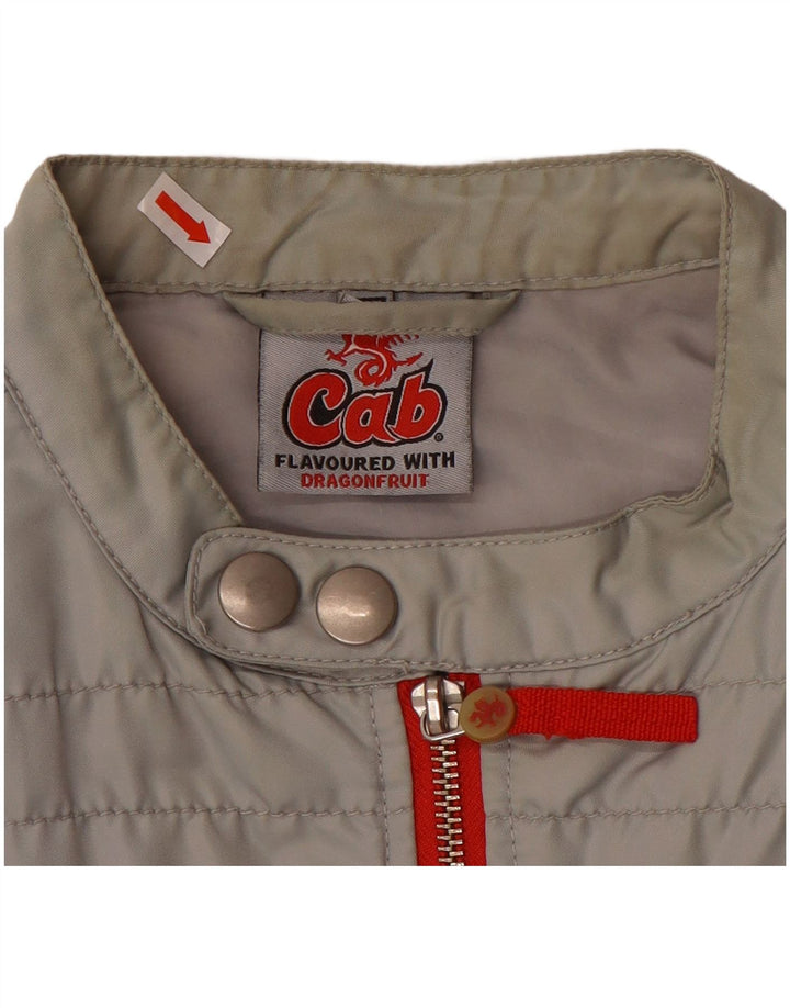 VINTAGE Mens Graphic Bomber Jacket UK 38 Medium Grey Colourblock Polyamide