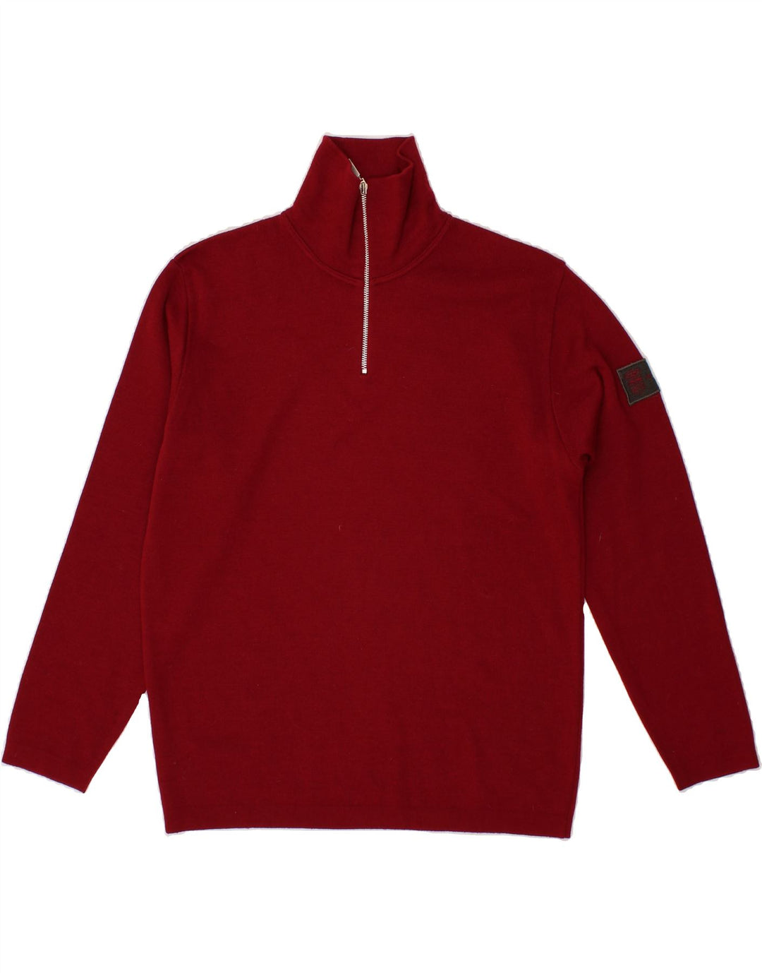 ARMATA DI MARE Mens Zip Neck Jumper Sweater Medium Red Vintage Armata Di Mare and Second-Hand Armata Di Mare from Messina Hembry 