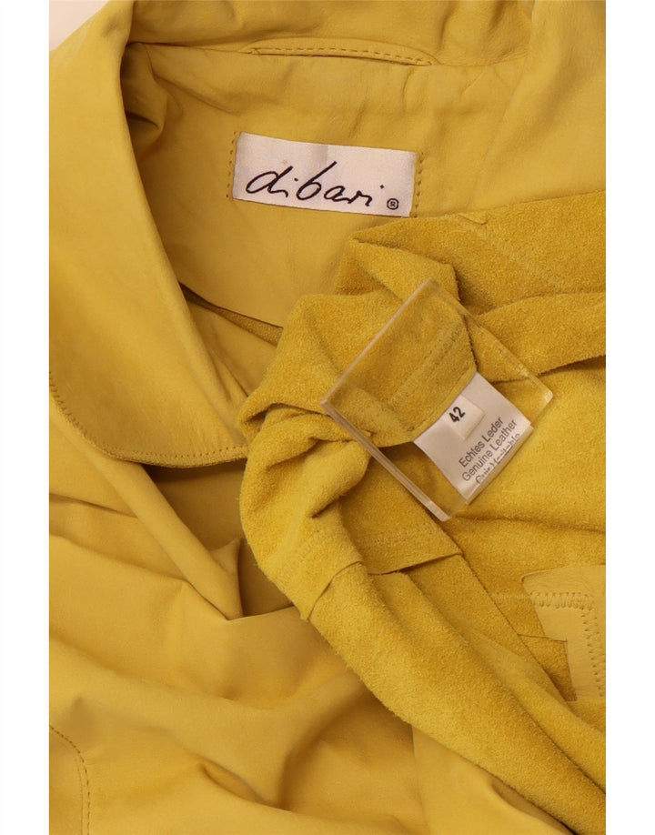 DI BARI Damen-Oversize-Wildlederjacke, EU 42, großes gelbes Leder