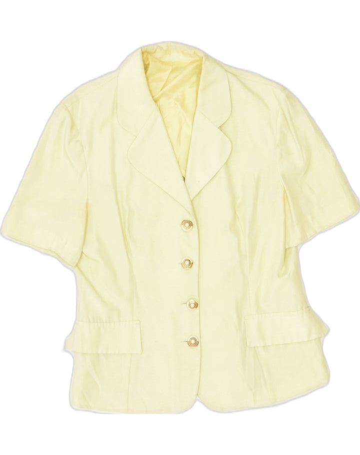 VINTAGE Womens Short Sleeve 4 Button Blazer Jacket IT 50 XL Yellow | Vintage Vintage | Thrift | Second-Hand Vintage | Used Clothing | Messina Hembry 