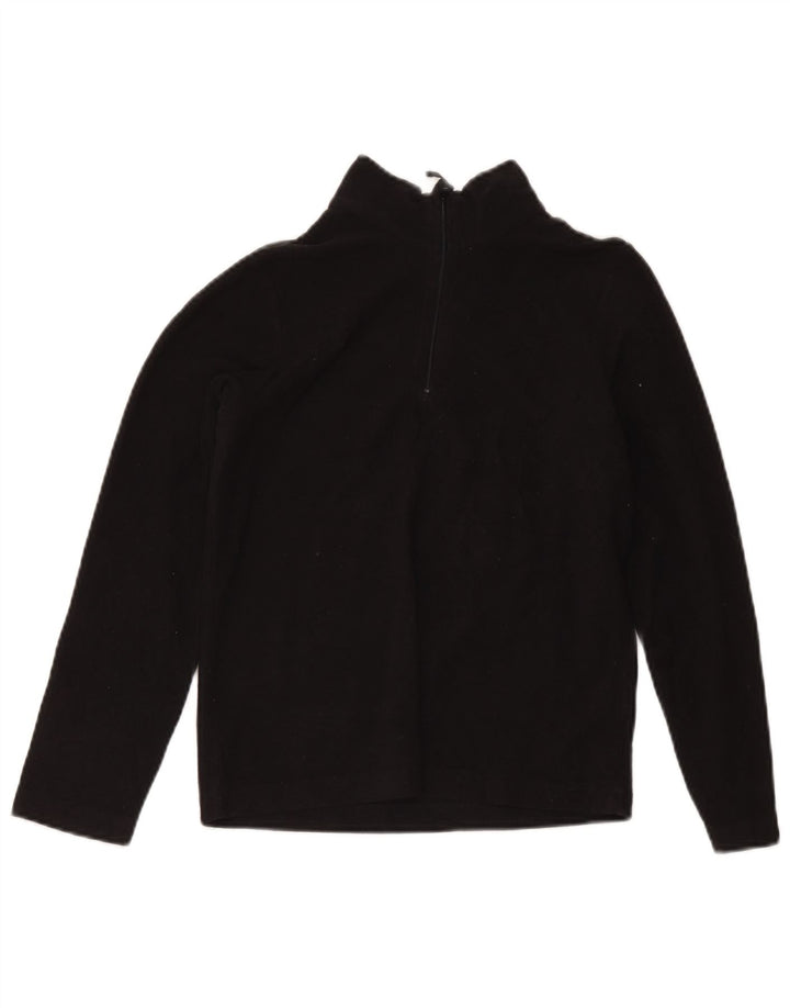Mountain Warehouse Jungen-Fleecepullover mit Reißverschluss am Kragen, 11–12 Jahre, schwarzes Polyester