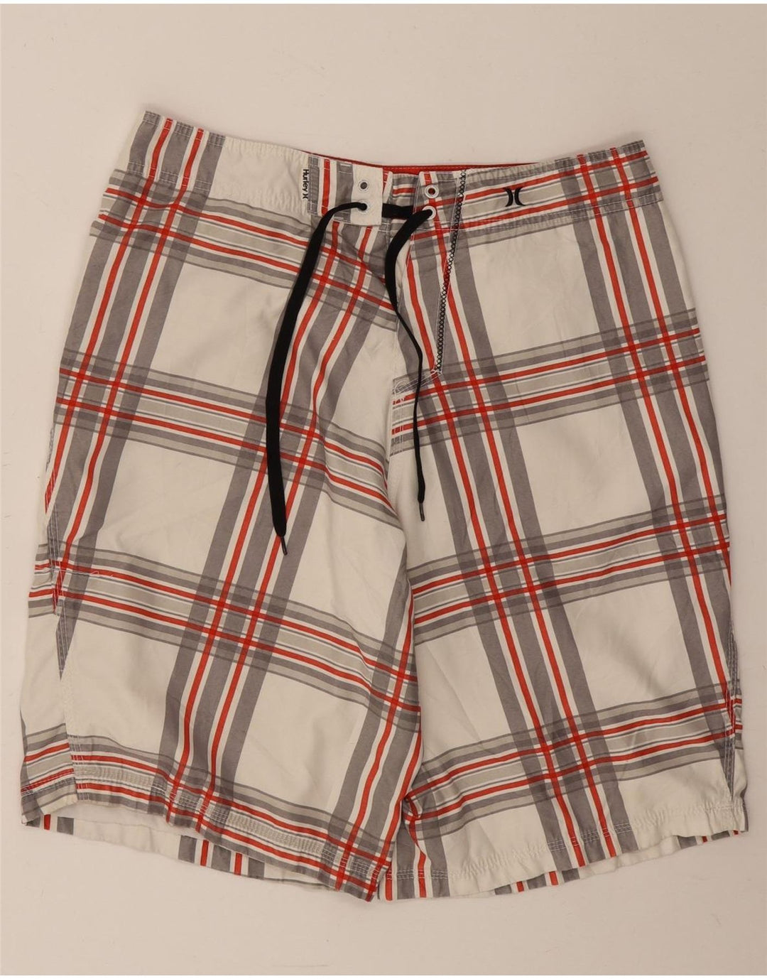 Hurley Herren Badeshorts mit Grafik, groß, weiß kariert, Polyester