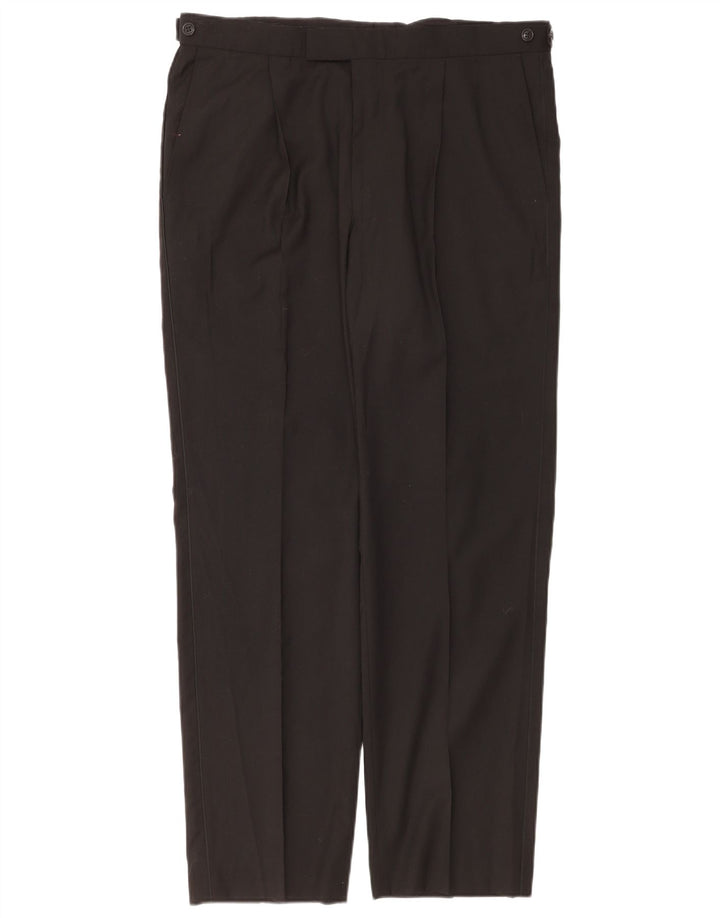 Marks & Spencer Herren-Anzughose mit Pegged-Anzug, W36, L31, schwarzes Polyester