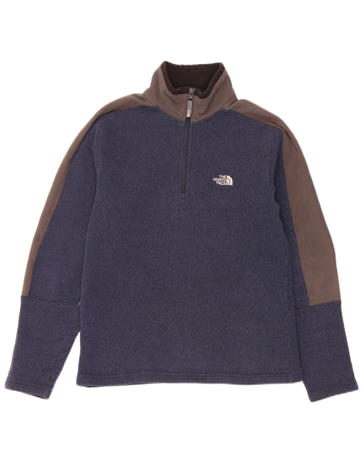 The North Face Herren-Sweatshirt mit Reißverschluss am Hals, mittlerer Marineblau-Farbblock