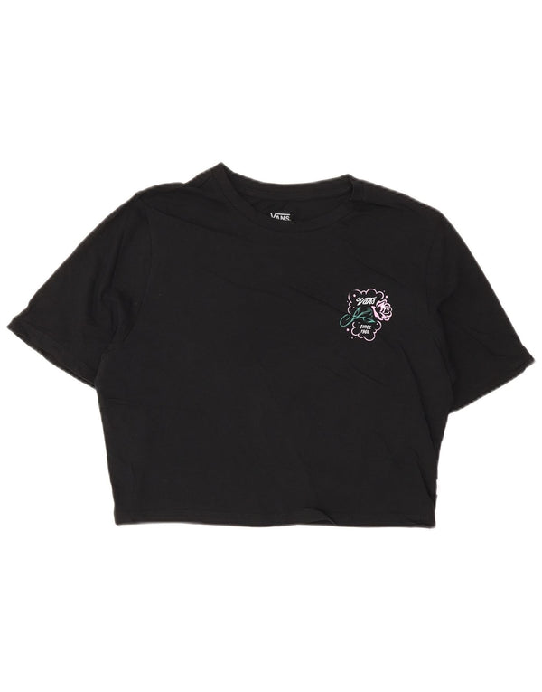 Vans Damen Crop Graphic T-Shirt Top UK 12 Medium Schwarz