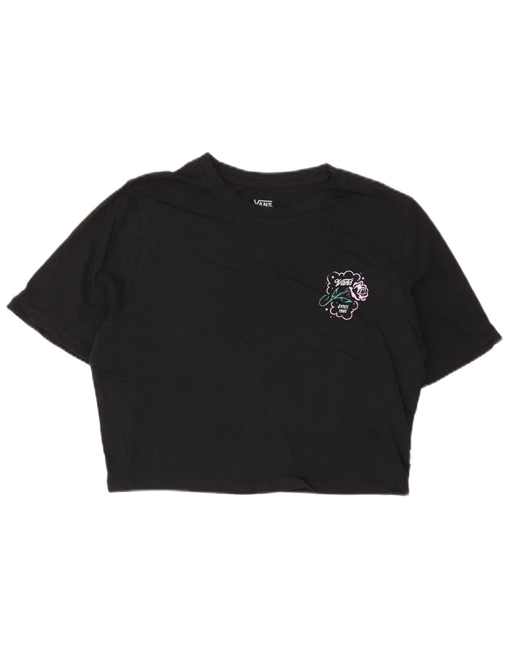 Vans Damen Crop Graphic T-Shirt Top UK 12 Medium Schwarz
