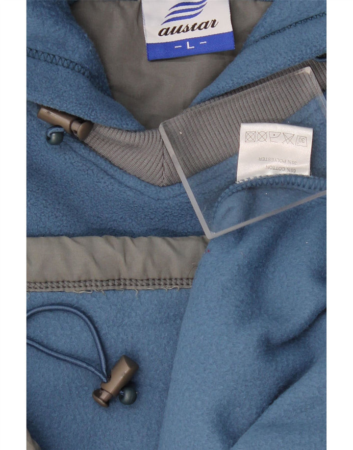 VINTAGE Herren-Fleece-Grafik-Hoodie-Pullover, großes blaues Polyester