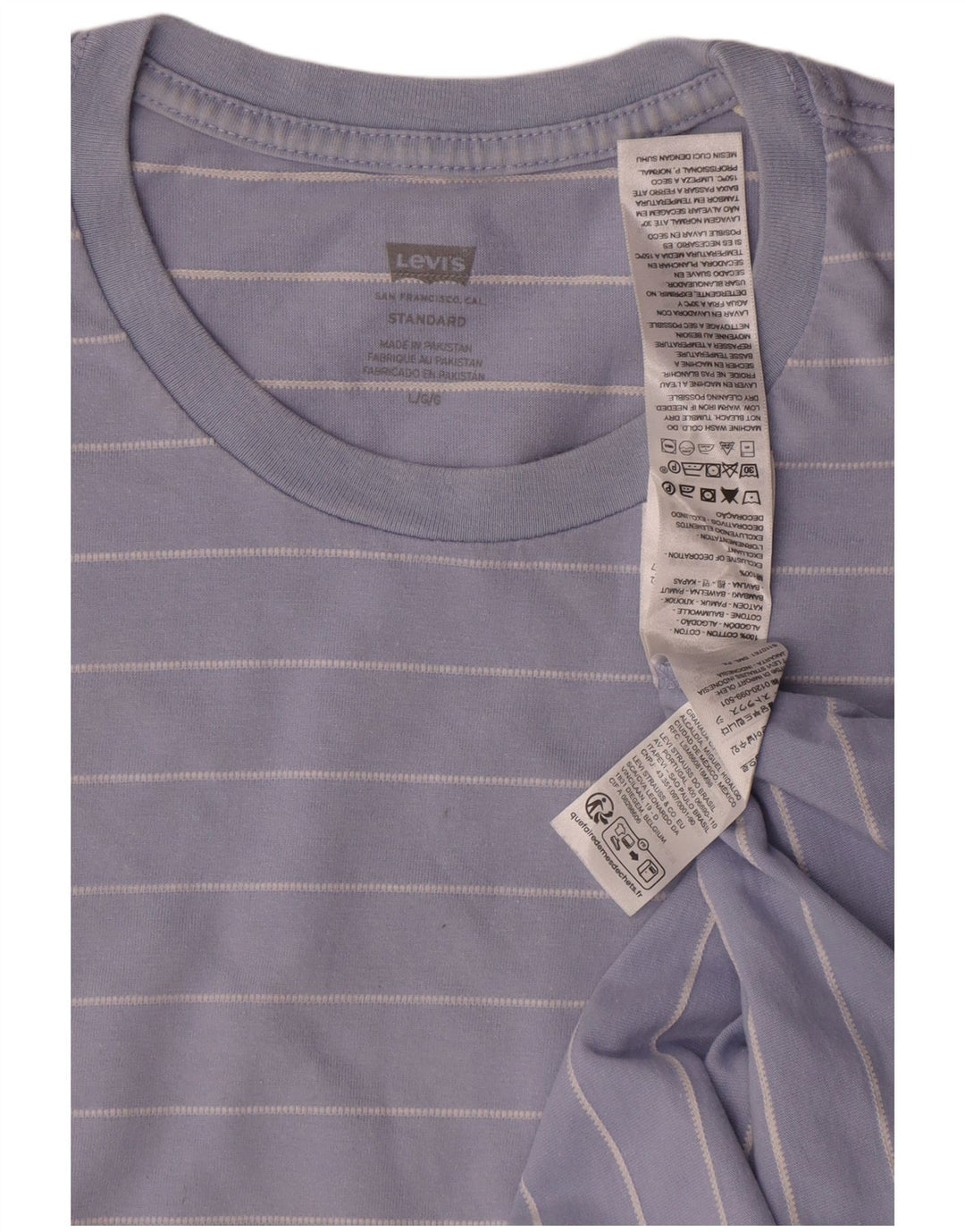 Levi's Herren Standard-T-Shirt-Oberteil, groß, blau gestreift, Baumwolle