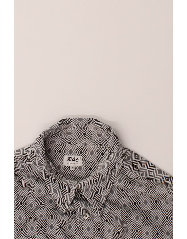 VINTAGE Mens Shirt Large White Argyle/Diamond Cotton Vintage Vintage and Second-Hand Vintage from Messina Hembry 
