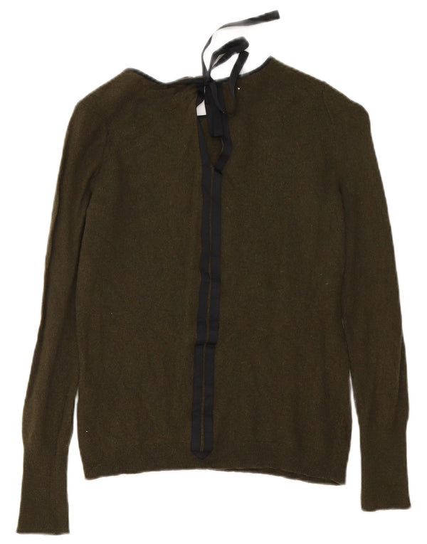 Jigsaw Damen-Pullover mit U-Boot-Ausschnitt, Größe S, Khaki, Lammwolle