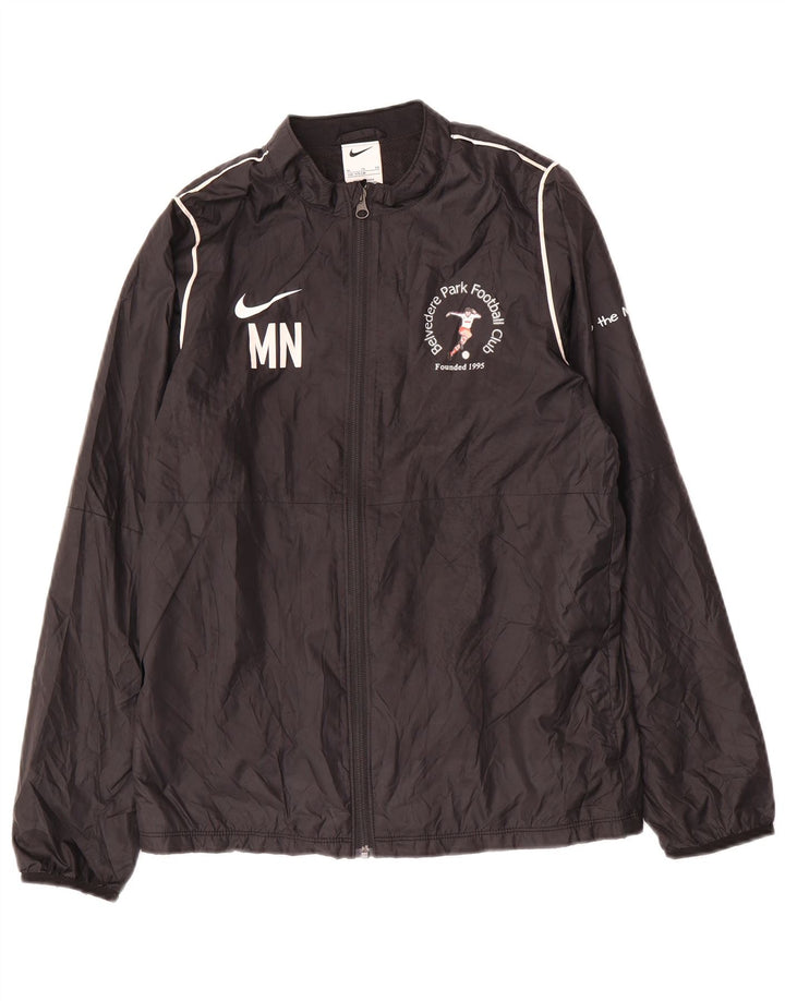 NIKE Boys Graphic Tracksuit Top Jacket 13-14 Years XL Black Polyester