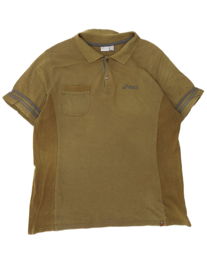 Asics Herren Poloshirt XL Khaki Baumwolle