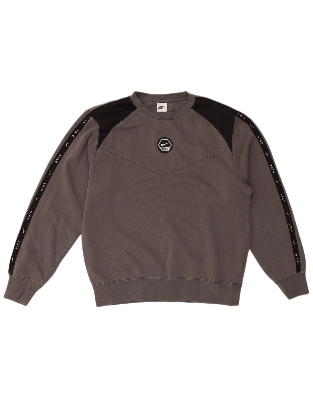 Nike Herren Grafik-Sweatshirt-Pullover aus mittelgrauer Colourblock-Baumwolle