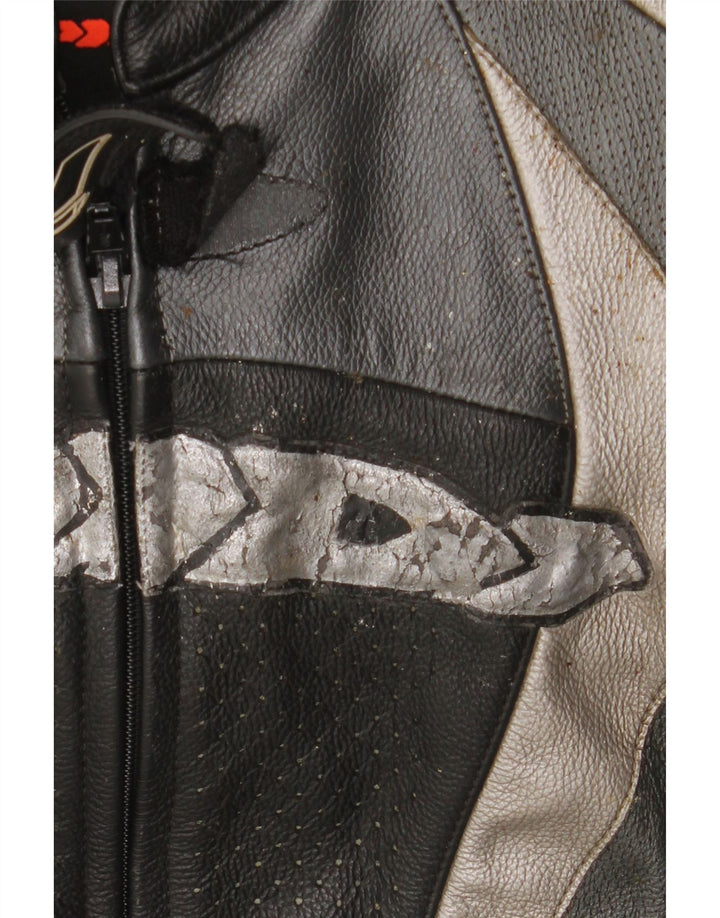 Spidi Herren-Motorrad-Grafik-2-teiliges Set, Größe 48, mittelschwarzes Leder