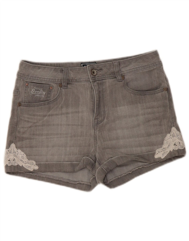Superdry Damen Jeansshorts W30 mittelgraue Baumwolle