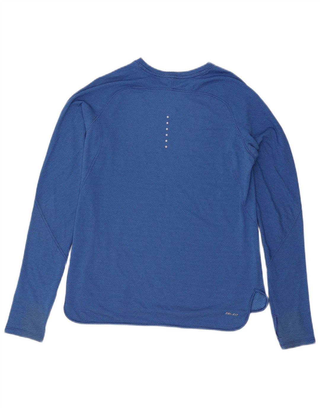 Nike Damen Dri Fit Top Langarm UK 14 Large Blue Pinstripe Polyester