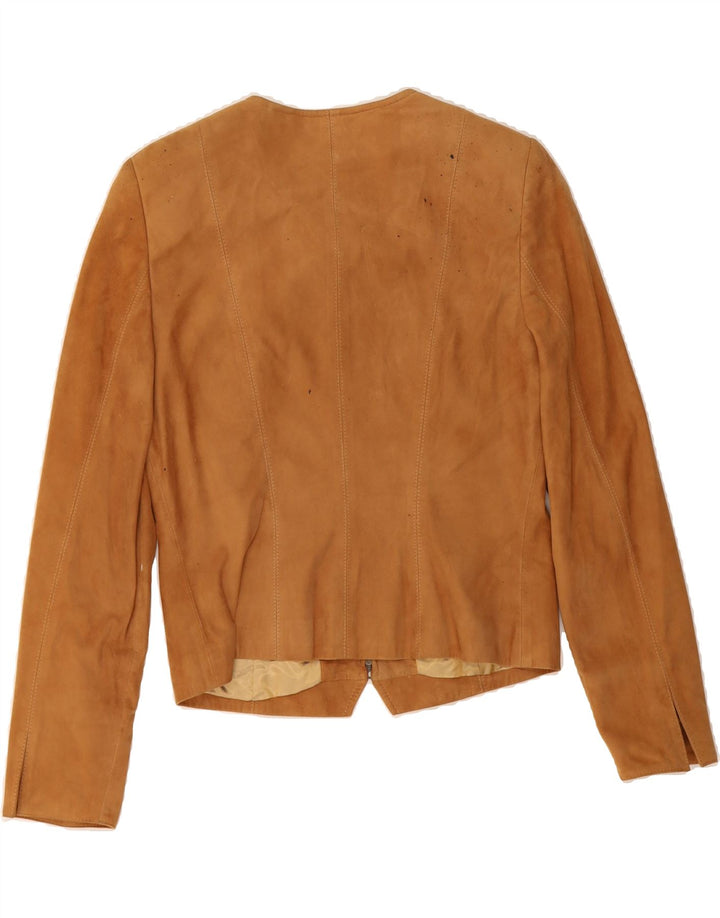 MADELEINE Womens Suede Jacket UK 10 Small Brown Floral Leather Vintage Madeleine and Second-Hand Madeleine from Messina Hembry 
