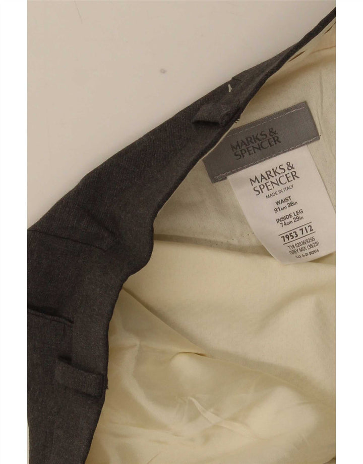 Marks & Spencer Herren-Crop-Anzughose W36 L24 Graue Wolle