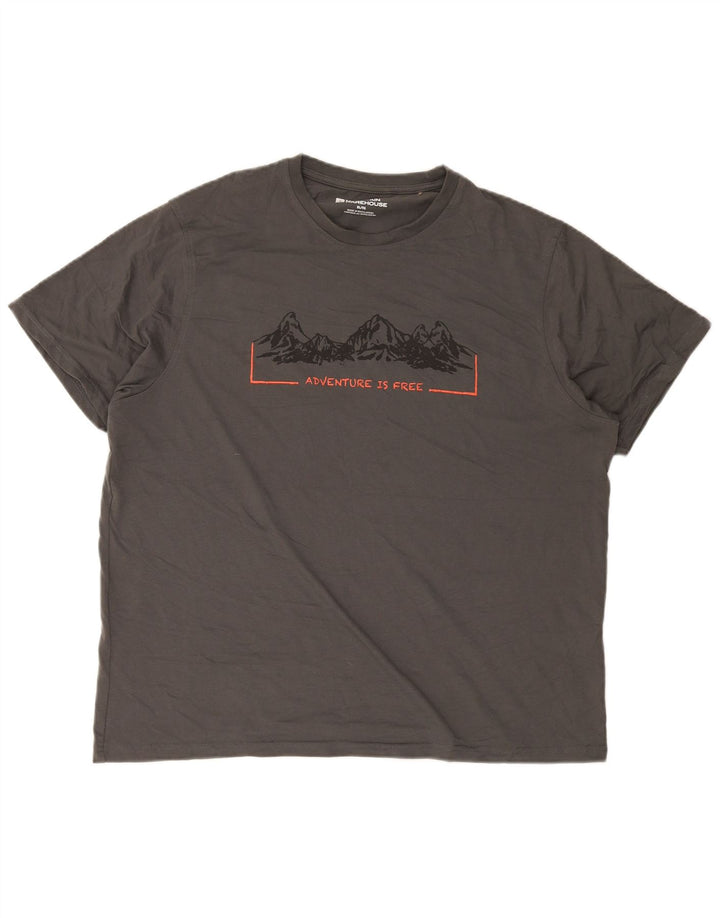 Mountain Warehouse Herren-T-Shirt mit Grafik, XL, graue Baumwolle