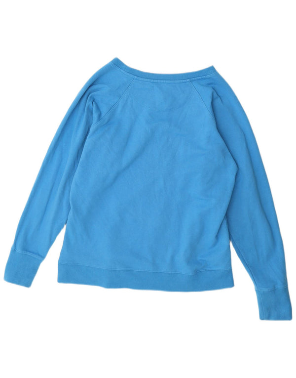 CHAMPION Damen Grafik-Sweatshirt-Pullover UK 16 Large Blaue Baumwolle