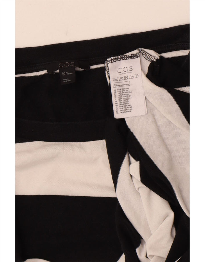 Cos Womens Top Langarm UK 14 Medium Marineblau gestreift Baumwolle