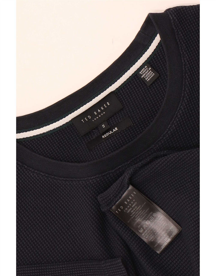 Ted Baker Herren-T-Shirt mit normaler Passform, Größe 5 XL, marineblaue Baumwolle