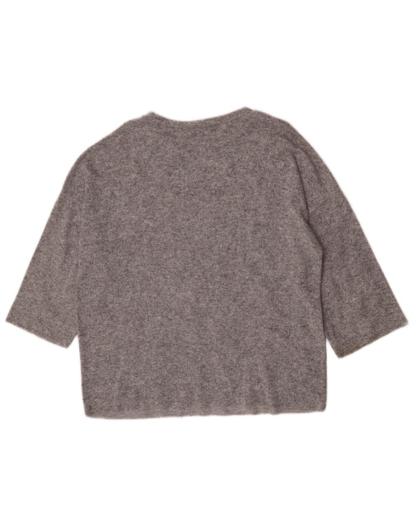 Zara Damen-Pullover mit 3/4-Ärmeln und U-Boot-Ausschnitt, Gr. 14, Mittelgrau