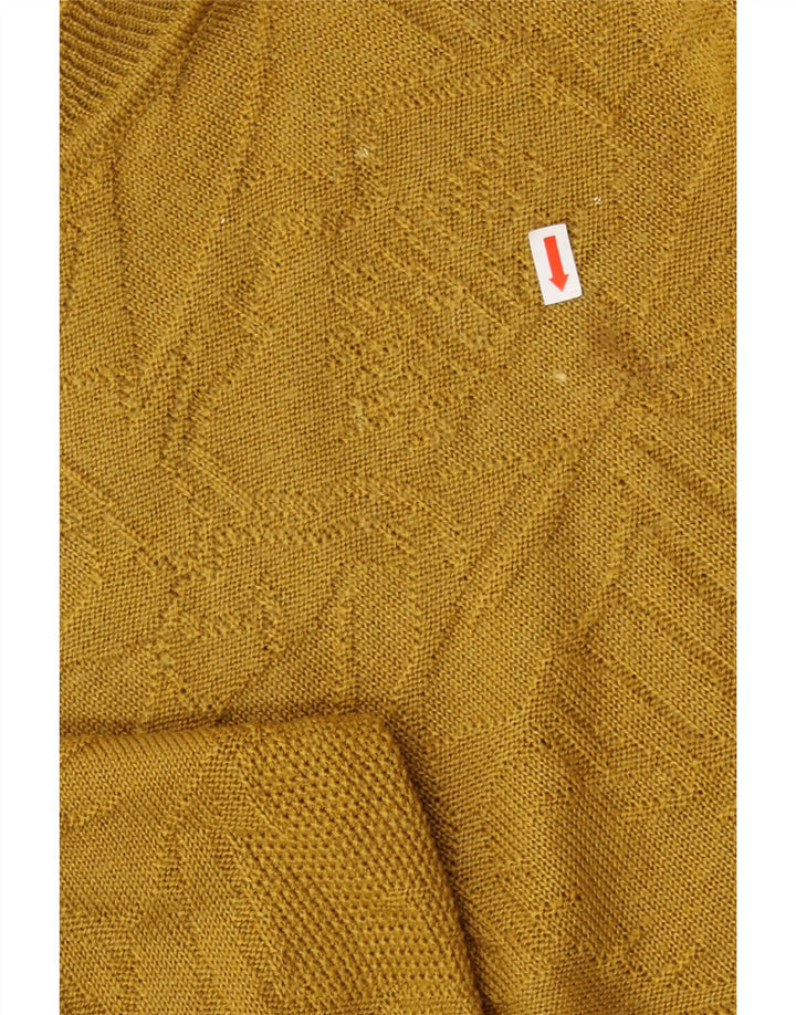 VINTAGE Damen Pullover mit Rundhalsausschnitt UK 14 Mittelgelb