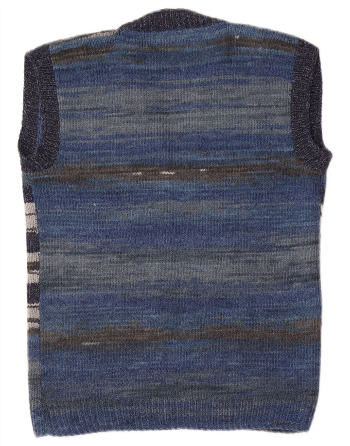 Vintage Herren Weste Tank Top klein blau gestreift