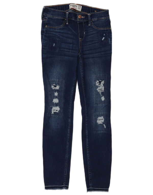Abercrombie & Fitch Distressed Skinny Jeans für Mädchen, 11–12 Jahre, W24 L25, Marineblau