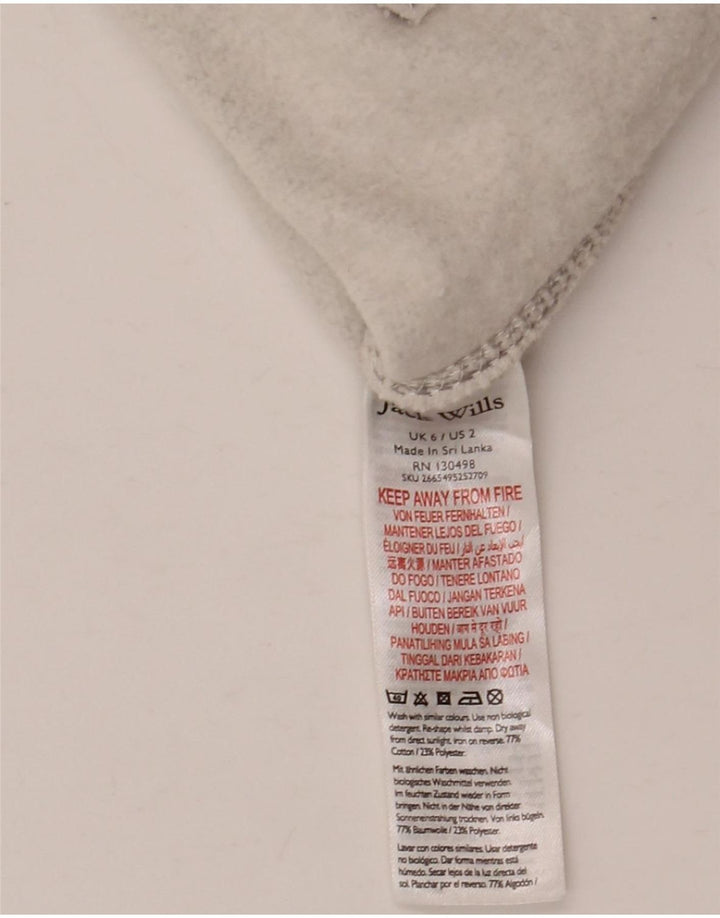 JACK WILLS Damen-Pullover mit Kapuze, übergroß, mit Reißverschluss, UK 6, XS, Grau, Baumwolle