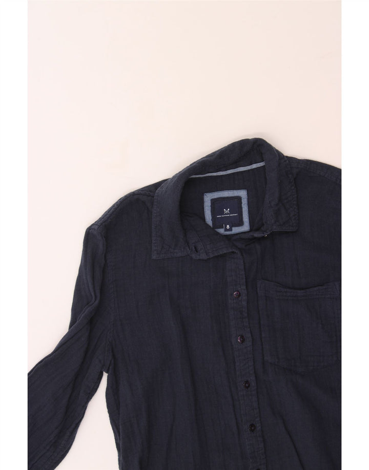 CREW CLOTHING Womens Shirt UK 8 Small Navy Blue Cotton Vintage Crew Clothing and Second-Hand Crew Clothing from Messina Hembry 