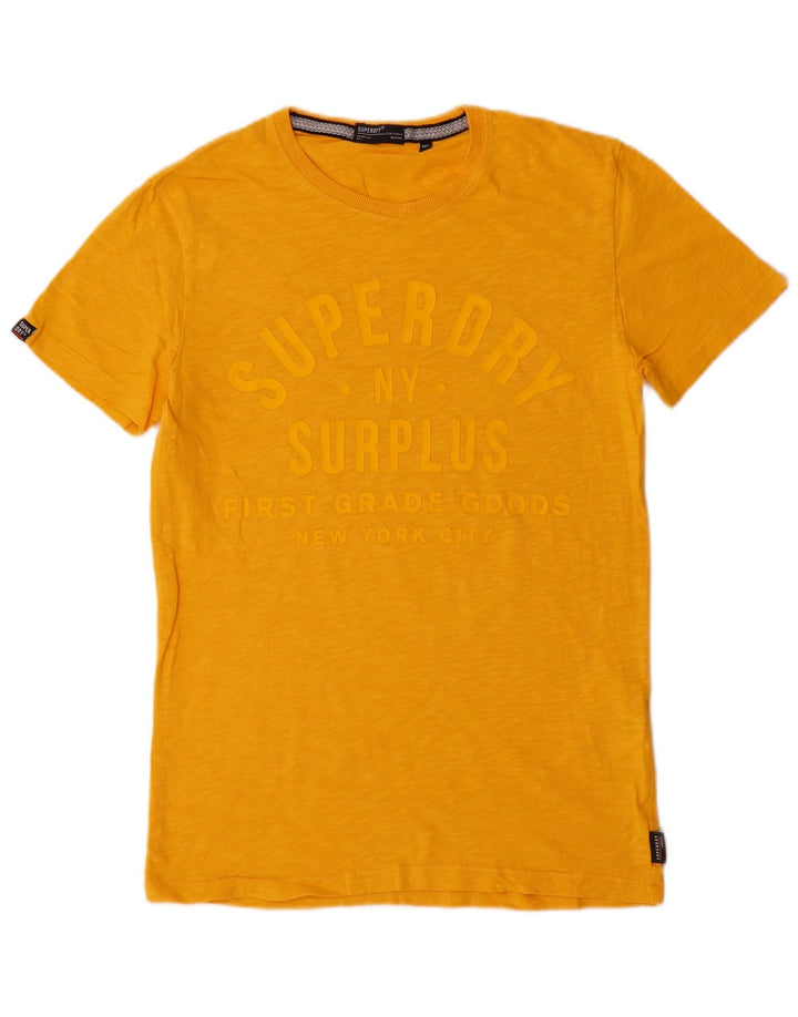 Superdry Herren Grafik-T-Shirt-Oberteil aus mittelgelb gesprenkelter Baumwolle