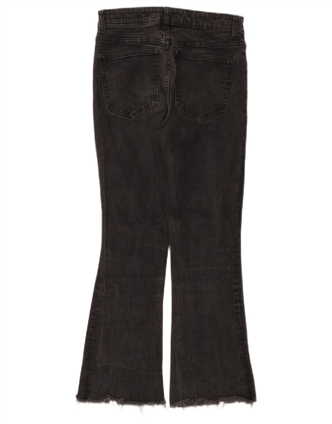 ZARA Damen Schlagjeans EU 38 Small W28 L25 Schwarze Baumwolle