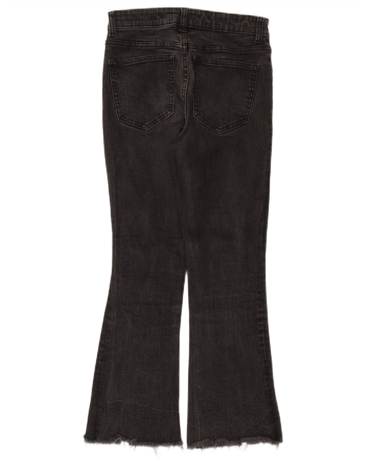 ZARA Damen Schlagjeans EU 38 Small W28 L25 Schwarze Baumwolle