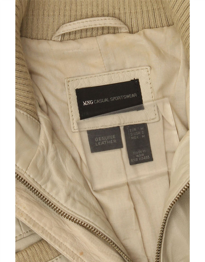 Mango Damen Lederjacke UK 12 Medium Beige